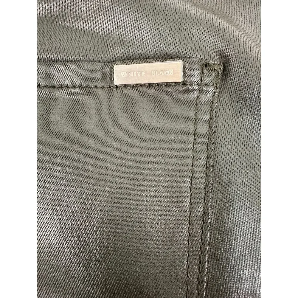 NWT White House Black Market Mid Rise Coated Moto Skinny Jeans Green Size 0R - Picture 5 of 12